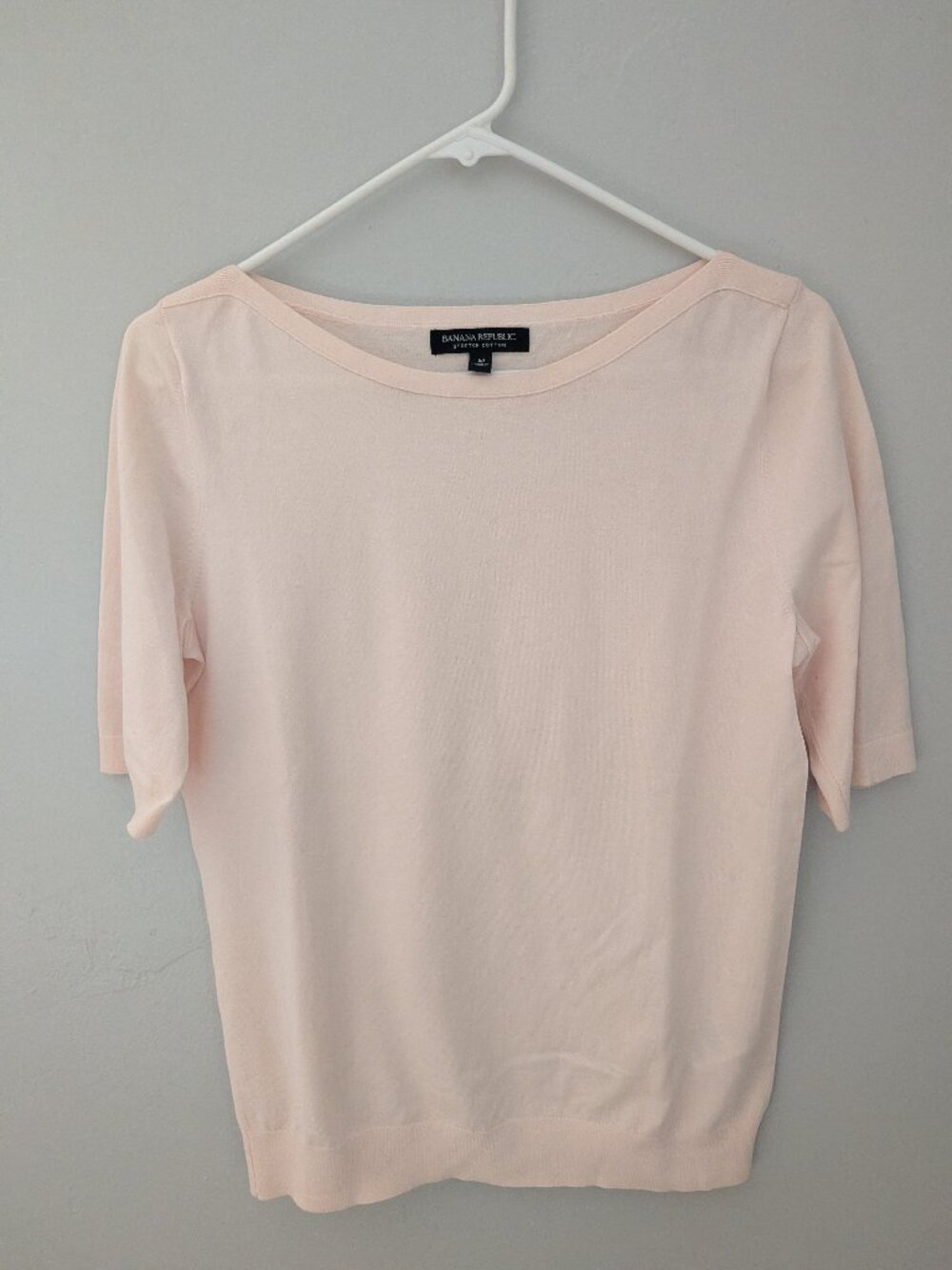 Banana Republic Women's Stretch Cotton Short Sleeve Boatneck Top Size M